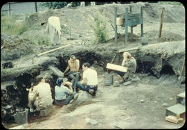 Progress shot showing field crew at work