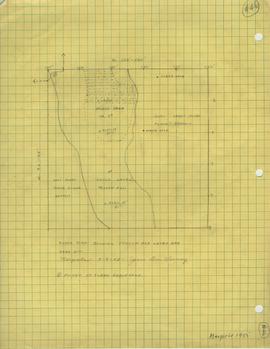 Floor plan showing yellow ash layer and sand pit