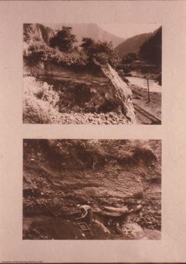 Slide of black and white photos of Milliken site strata