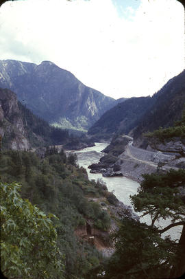 View downriver from ridge above camp.  Site in foreground