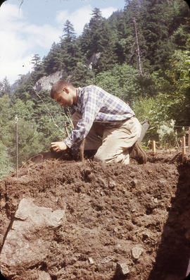 David Rice working on suface, east of &#039;59 trench