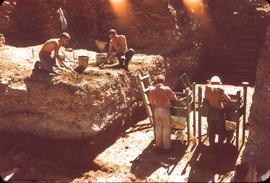 View from above, from west side of &#039;59 trench, of excav.