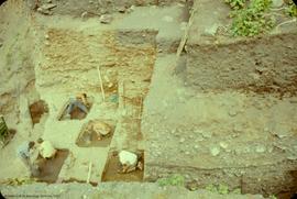 View, to east, from above, of excavation into G horizon