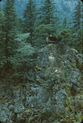 View, across Fraser [from N of Twin Tunnels] to CPR side. Note fish racks