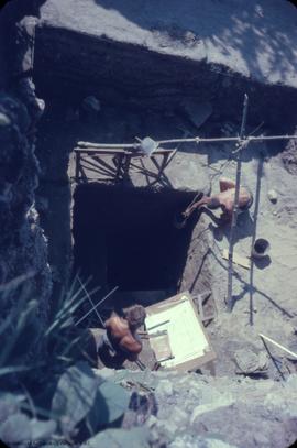 View, to W, from above, of work on deep pit